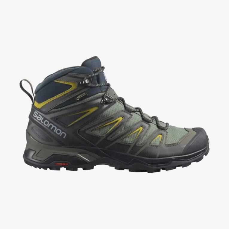 Olive Salomon X Ultra 3 Mid GTX Men\'s Hiking Boots | PH 25614C